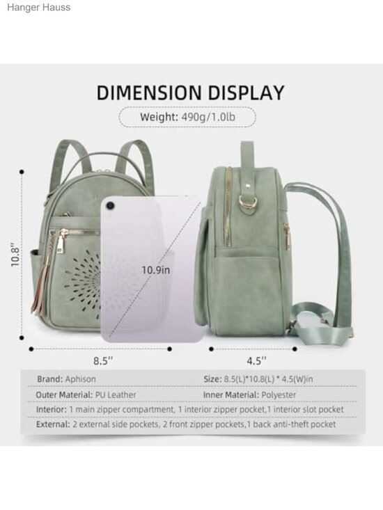 Vegan Leather Mini Backpack Purse Convertible Crossbody Daypack